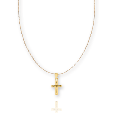 Solid Gold Textured Cross Necklace